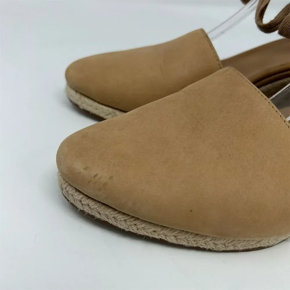 Corso Como Women's Lace Up Tan Brown Leather Espadrille Wedge Sandals Size 7.5